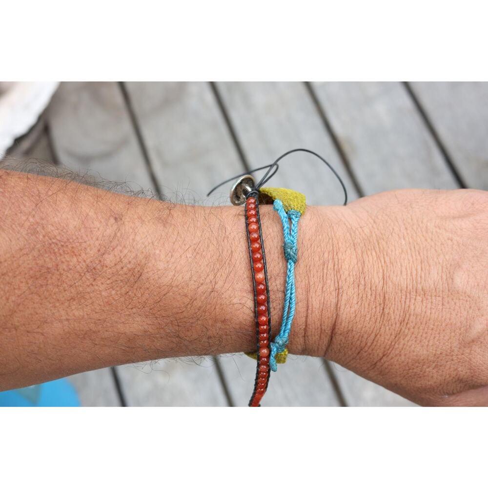 Carnelian Bead Wrap Bracelet Buffalo Concho Southwestern